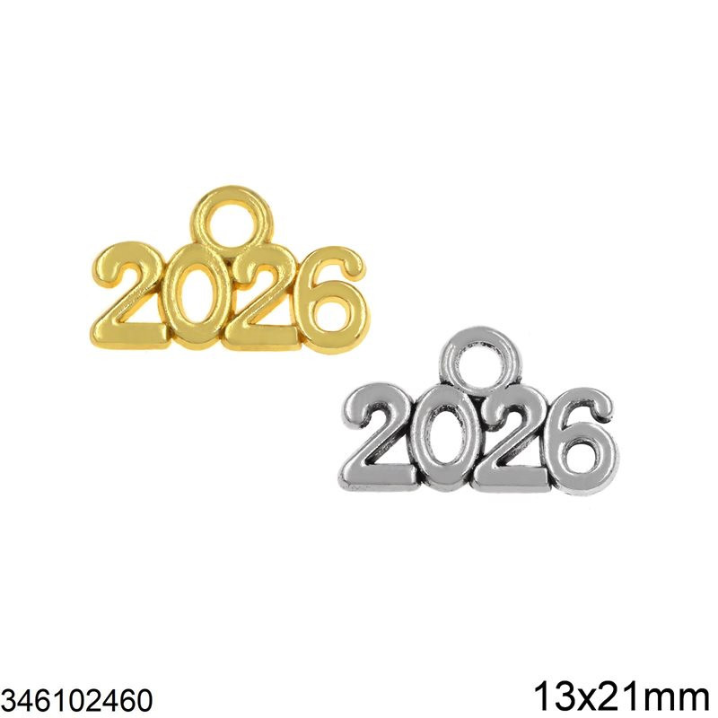 METALLIC ELEMENT NEW YEAR " 2026 " - 2 x 1.3 cm