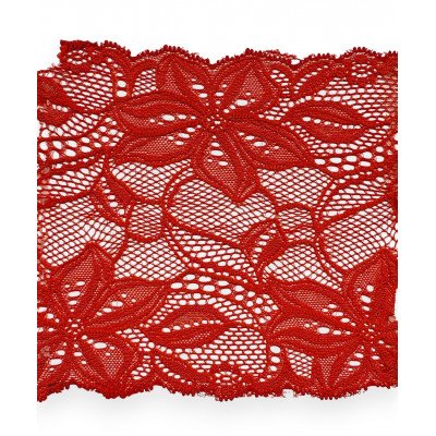 ELASTIC TRICOT LACE  160 mm red, beige
