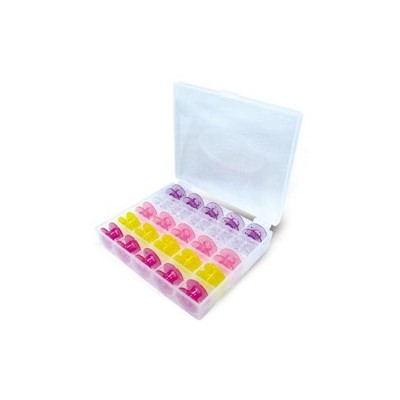 BOBBIN BOX PLASTIC TRANSPARENT with bobbins