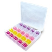 BOBBIN BOX PLASTIC TRANSPARENT with bobbins