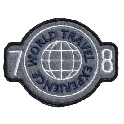 IRON ON PATCH ROUND BIG "WORLD TRAVEL"