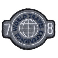 IRON ON PATCH ROUND BIG "WORLD TRAVEL"