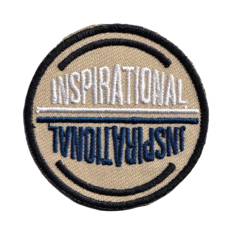 IRON ON PATCH ROUND BIG "INSPIRATIONAL" beige