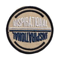 IRON ON PATCH ROUND BIG "INSPIRATIONAL" beige