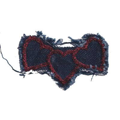 SEW ON PATCH TRIPLE HEART - 8 x 5 cm