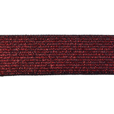 ELASTIC METALLIC TAPE 25 mm - RED , SILVER