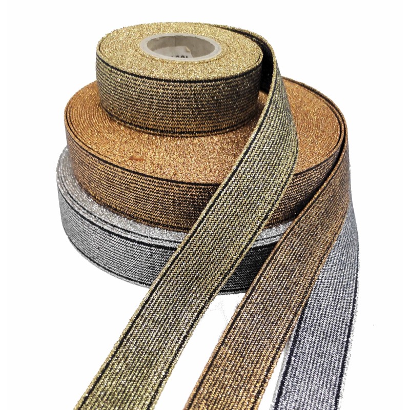 ELASTIC METALLIC TAPE 25 mm - SILVER, GOLD