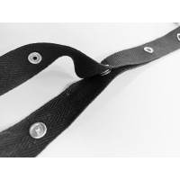 SNAP BUTTON COTTON TAPE RIBBON - BLACK