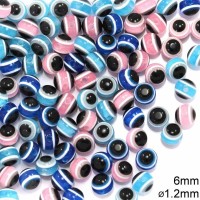 ACRYLIC EVIL EYE BEAD , 6 mm
