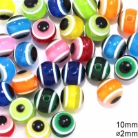 ACRYLIC EVIL EYE BEAD , 10 mm