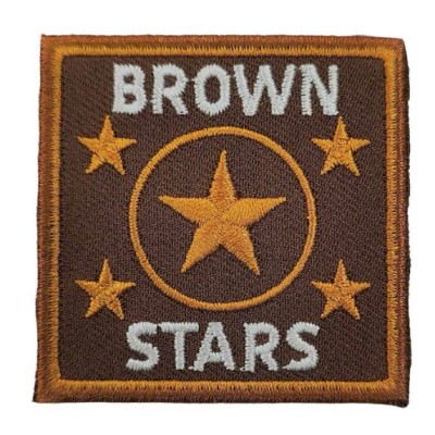 IRON ON PATCH SQUARE BIG "BROWN STAR"