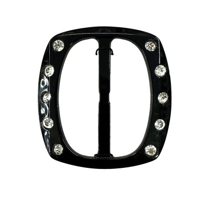 PLASTIC SQUARE BUCKLE  4 cm with rhinestone