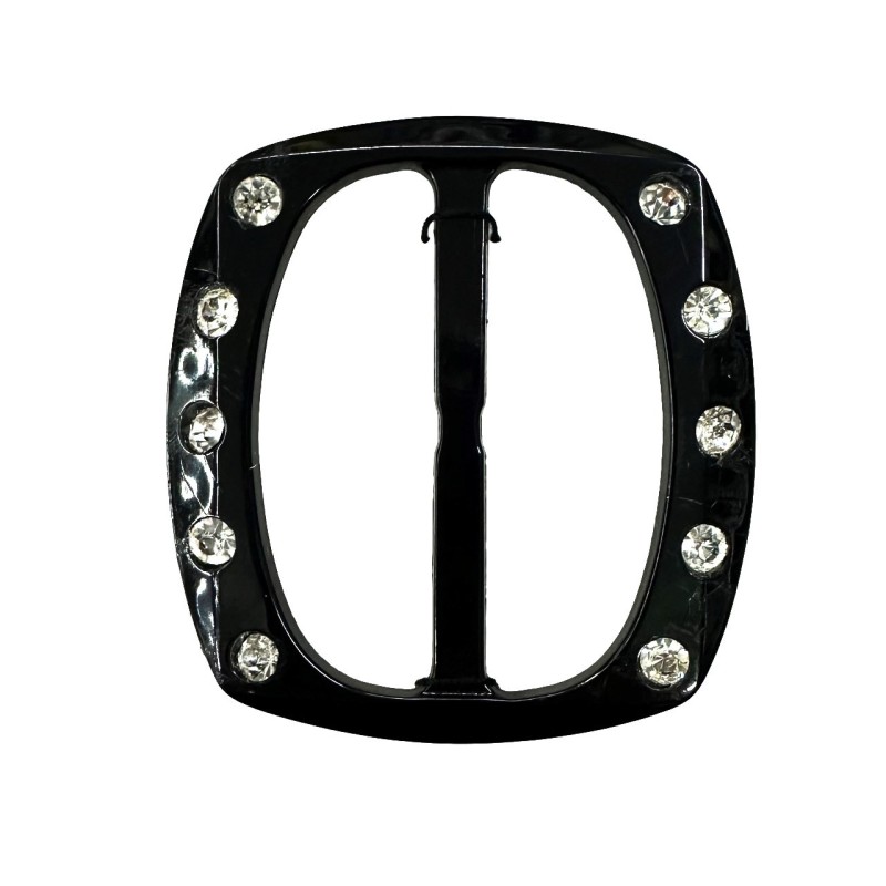 PLASTIC SQUARE BUCKLE  4 cm with rhinestone